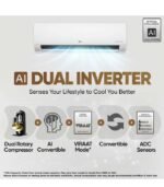 LG 2025 Model AI Convertible 6-in-1 1.5 Ton 3 Star Split AI Dual Inverter with Faster Cooling and Energy Saving, VIRAAT Mode and Diet Mode Plus AC - White  (US-Q18JNXE, Copper Condenser) - Image 4