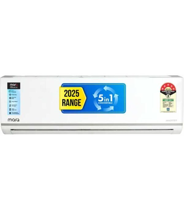 MarQ by Flipkart 2025 1.5 Ton 5 Star Split Inverter 5-in-1 Convertible with Turbo Cool Technology AC - White  (155IPG25WQ, Copper Condenser)